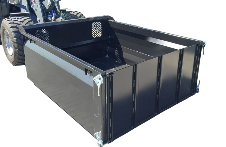 giant material bucket with tailgate attachments