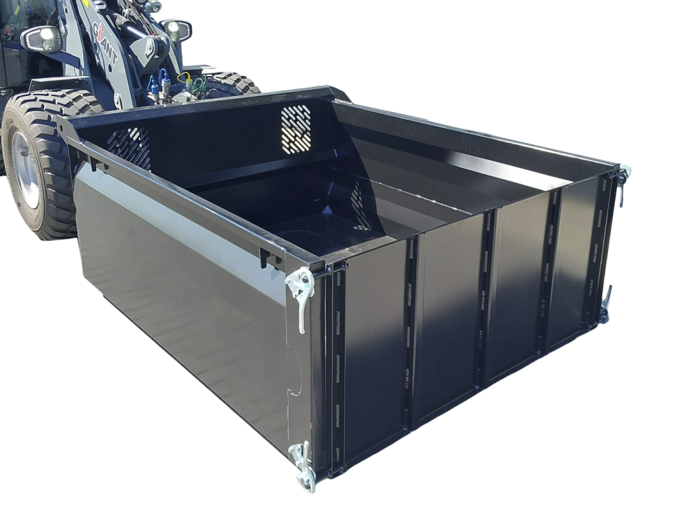 giant material bucket with tailgate attachments